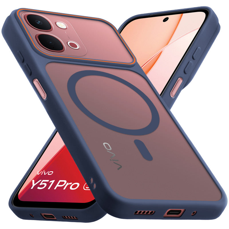 Premium Magnetic Case for Vivo Y51 Pro 5G with Frosted Back, Soft Silicone Edges & Raised Camera Protection