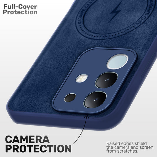 Refined PU Leather Case for iQOO Z10x 5G , with Support for MagSafe & Wireless Accessories