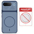 Blue back cover for iQOO Z11 5G with printed ring pattern and message showing not compatible with MagSafe charging.