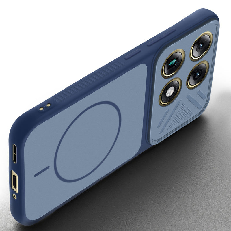 Angled view of Blue mobile case for Motorola Signature with proper charging port cutout, speaker holes and strong corner protection.
