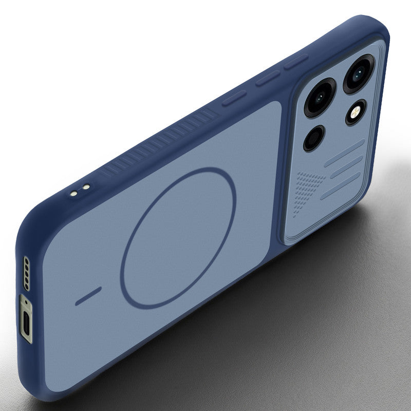 Angled view of Blue mobile case for OnePlus Nord 6 5G with proper charging port cutout, speaker holes and strong corner protection.