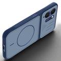 Angled view of Blue mobile case for Poco M8x 5G with proper charging port cutout, speaker holes and strong corner protection.