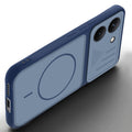 Angled view of Blue mobile case for Poco X8 Pro 5G with proper charging port cutout, speaker holes and strong corner protection.