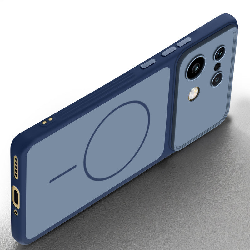 Slim silicone Blue phone case for Realme 16 Pro Plus 5G side angle view showing grip texture and precise cutouts