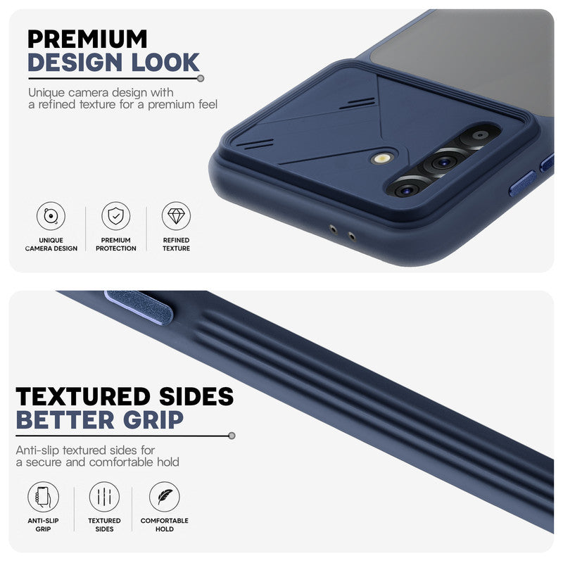 Premium Frosted Back Cover with Textured Camera Design & Metal-Look Buttons for Samsung A56 5G