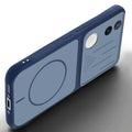 Angled view of Blue mobile case for Vivo T4R 5G with proper charging port cutout, speaker holes and strong corner protection.