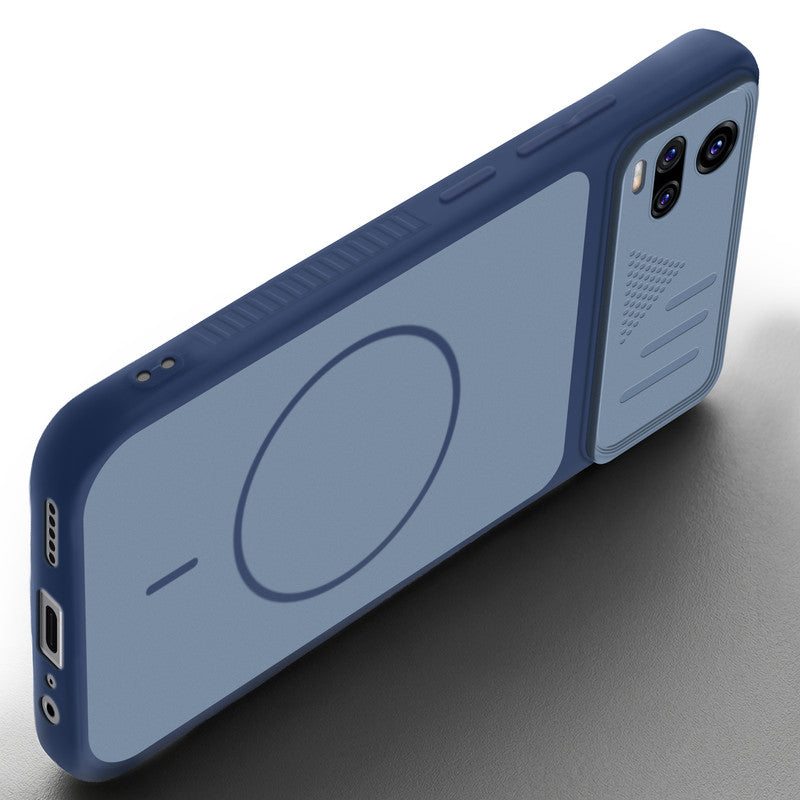 Angled view of Blue mobile case for Vivo V20 with proper charging port cutout, speaker holes and strong corner protection.