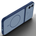 Angled view of Blue mobile case for Vivo V21e 5G with proper charging port cutout, speaker holes and strong corner protection.