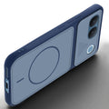 Angled view of Blue mobile case for Vivo V80 Lite 5G with proper charging port cutout, speaker holes and strong corner protection.