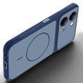 Angled view of Blue mobile case for Vivo Y05 4G with proper charging port cutout, speaker holes and strong corner protection.