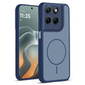 Front and back view of Blue protective back cover for Motorola G37 5G with textured sides, camera guard and slim fit design.