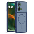 Full protective dual tone Blue silicone case for Motorola Moto Edge 50 Fusion 5G showing front and back design coverage