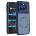Front and back view of Blue protective back cover for Motorola Moto Edge 60 5G with textured sides, camera guard and slim fit design.