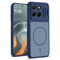 Front and back view of Blue protective back cover for Motorola Moto Edge 70 Fusion 5G with textured sides, camera guard and slim fit design.