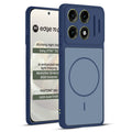 Front and back view of Blue protective back cover for Motorola Moto Edge 70 Pro 5G with textured sides, camera guard and slim fit design.