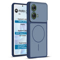 Full protective dual tone Blue silicone case for Motorola Moto G96 5G showing front and back design coverage