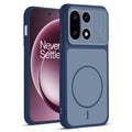 Front and back view of Blue protective back cover for OnePlus 15 5G with textured sides, camera guard and slim fit design.