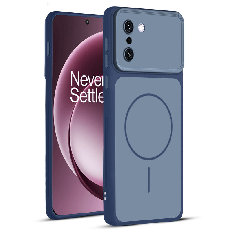 Full protective dual tone Blue silicone case for OnePlus 15R 5G showing front and back design coverage