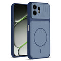 Front and back view of Blue protective back cover for OnePlus N6 5G with textured sides, camera guard and slim fit design.
