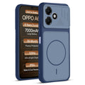 Front and back view of Blue protective back cover for Oppo A6C 4G with textured sides, camera guard and slim fit design.