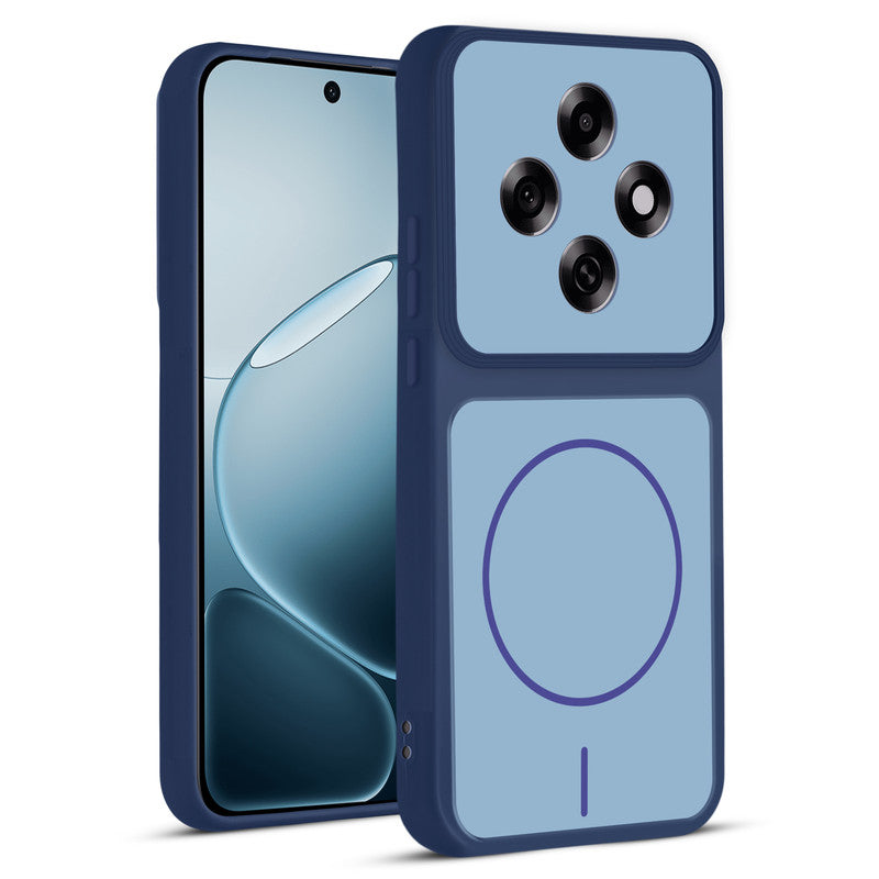 Front and back view of Blue protective back cover for Oppo F31 Pro 5G with textured sides, camera guard and slim fit design.