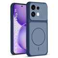 Front and back view of Blue protective back cover for Oppo Reno 16 Pro 5G with textured sides, camera guard and slim fit design.