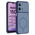 Front and back view of Blue protective back cover for Redmi 15C 5G with textured sides, camera guard and slim fit design.