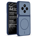Front and back view of Blue protective back cover for Redmi A4 5G with textured sides, camera guard and slim fit design.