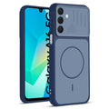 Front and back view of Blue protective back cover for Samsung A16 5G with textured sides, camera guard and slim fit design.