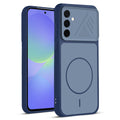 Front and back view of Blue protective back cover for Samsung A36 5G with textured sides, camera guard and slim fit design.
