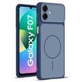 Full protective dual tone Blue silicone case for Samsung F07 showing front and back design coverage