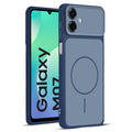 Full protective dual tone Blue silicone case for Samsung M07 showing front and back design coverage