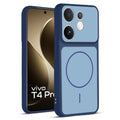 Front and back view of Blue protective back cover for Vivo T4 Pro 5G with textured sides, camera guard and slim fit design.