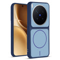 Front and back view of Blue protective back cover for Vivo X300 Pro 5G with textured sides, camera guard and slim fit design.
