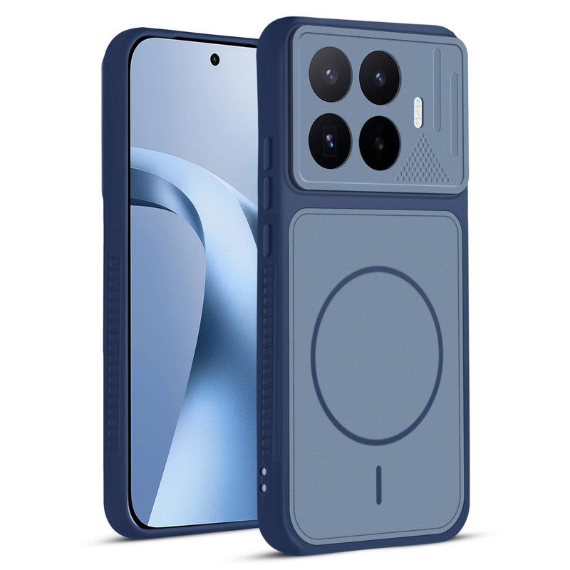 Front and back view of Blue protective back cover for Xiaomi 17T 5G with textured sides, camera guard and slim fit design.