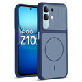 Front and back view of Blue protective back cover for iQOO Z10X 5G with textured sides, camera guard and slim fit design.