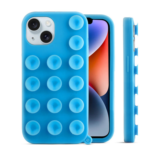 Glossy Colorful Liquid Silicone Comfort Grip Suction Case for Apple iPhone 14 with Soft Touch Matte Finish & Built in Suction Pads