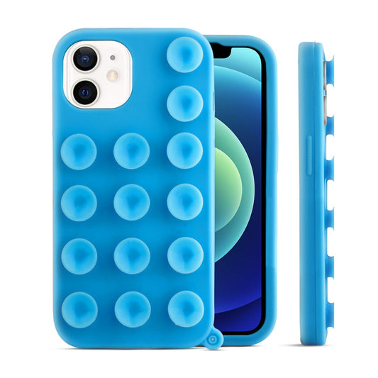 Glossy Colorful Liquid Silicone Comfort Grip Suction Case for Apple iPhone 12 with Soft Touch Matte Finish & Built in Suction Pads