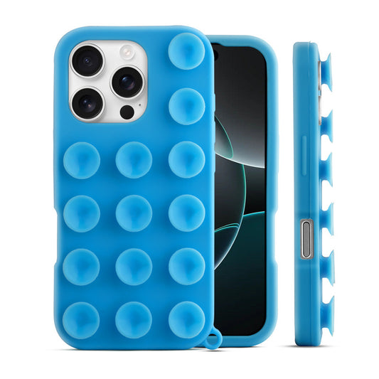 Glossy Colorful Liquid Silicone Comfort Grip Suction Case for Apple iphone 16 Pro Max with Soft Touch Matte Finish & Built in Suction Pads