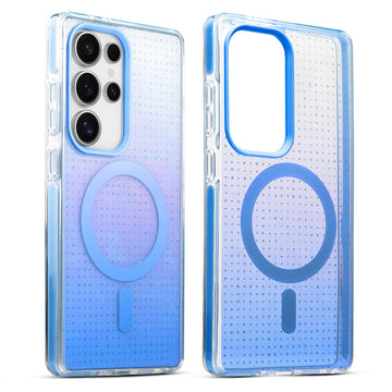 Stunning Dual Shade Starry Wireless Charging Support Hard Back Case for Samsung S24 Ultra 5G with Colourful Raised Camera Edges