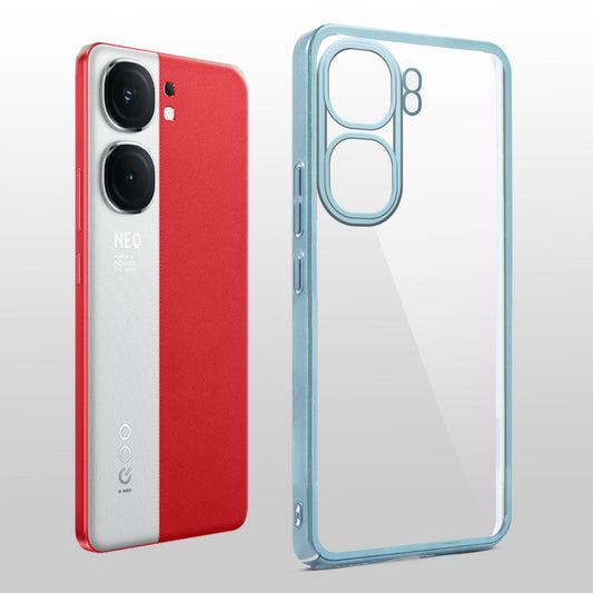 Crystal Clear Transparent Premium Shiny colorful Edges Hard Back Case For iQOO Neo 9 Pro 5G