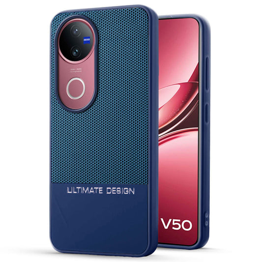 Two-Tone Back Cover with Pyramid Texture & Vegan Leather Finish for Vivo V50 5G - Where Style Meets Function