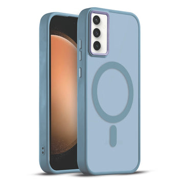 Textured Metal Ring Wireless Charging Support Back Case For Samsung S23 FE 5G