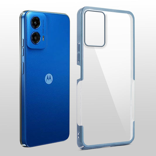 Crystal Clear Premium Case with Shiny Colorful Edges and Precise Cutouts for Motorola Moto G45 5G