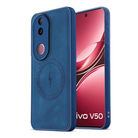 Refined PU Leather Case for Vivo V50 5G , with Support for MagSafe & Wireless Accessories