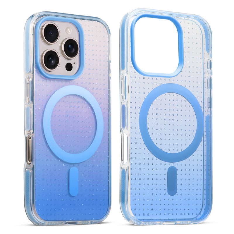 Stunning Dual Shade Starry Wireless Charging Support Hard Back Case for Apple iPhone 16 Pro with Colourful Raised Camera Edges