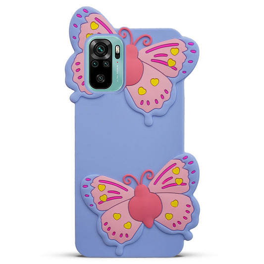 3D Vibrant Butterfly Silicone Phone Case For Redmi Note 10