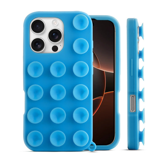 Glossy Colorful Liquid Silicone Comfort Grip Suction Case for Apple iPhone 16 Pro with Soft Touch Matte Finish & Built in Suction Pads