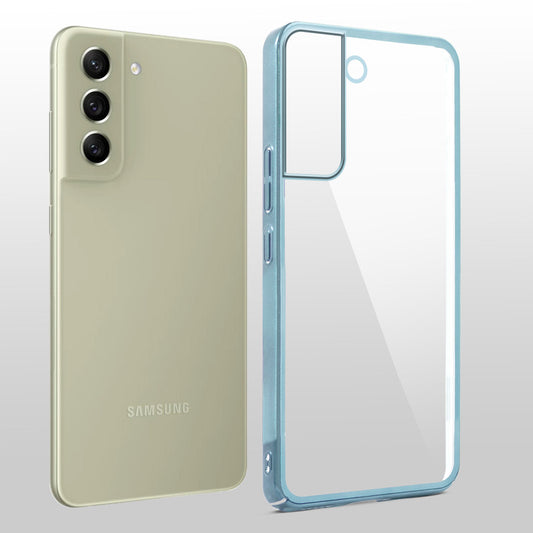 Crystal Clear Transparent Premium Shiny colorful Edges Hard Back Case For Samsung S21 FE 5G