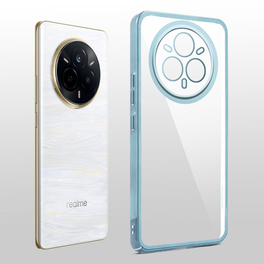 Crystal Clear Transparent Premium Shiny colorful Edges Hard Back Case For Realme 14 Pro Plus 5G